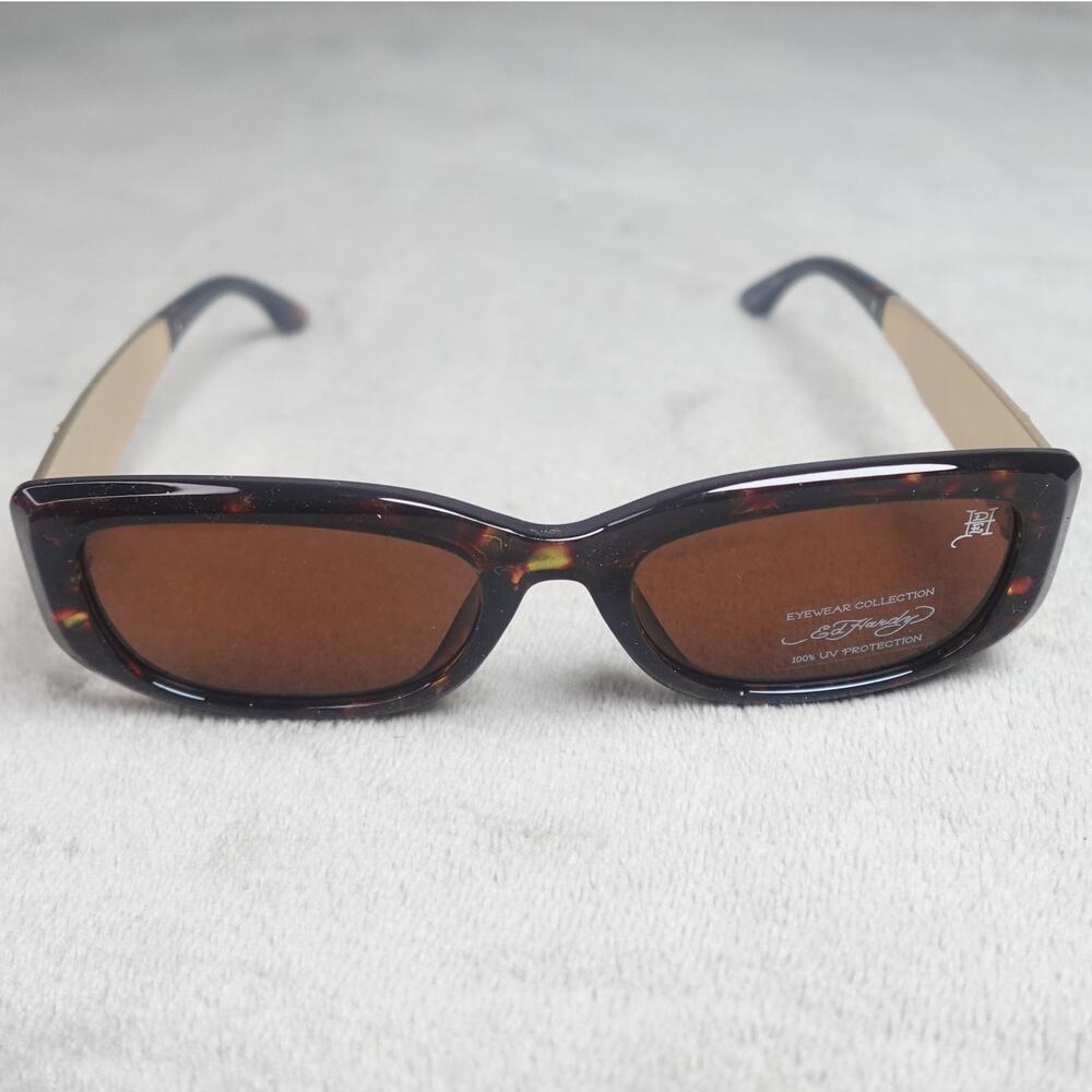 Ed Hardy Eternal Love Kabuki Sunglasses Brown Tortoise UV400 NEW